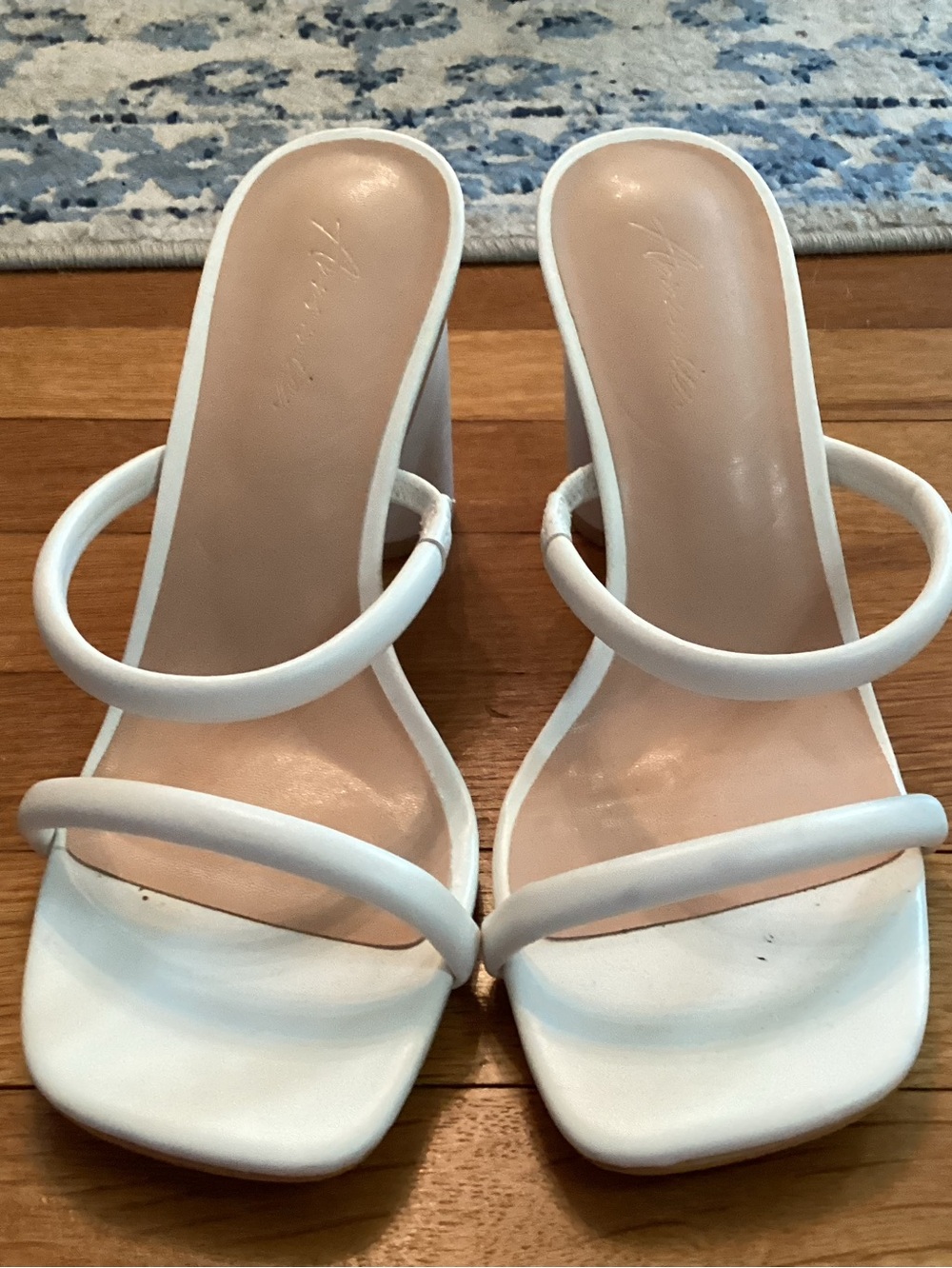 White Strappy Square-Toe Women's Heeled Sandals